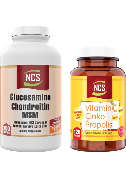 Vitamin C Çinko Propolis 120 Tablet+Glucosamine Chondroitin Collagen Msm 300 Tablet