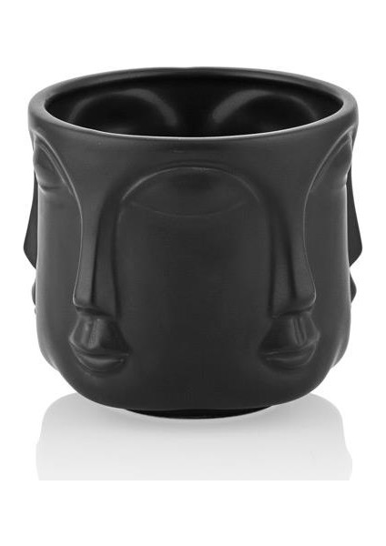 Havelka Suratlı Dekoratif Minik Saksı 17X17 cm - Siyah