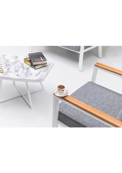 Metal Balkon Teras Oturma Bahçe Takımı Favori Gri Beyaz fiyatları