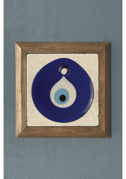 Masif Çerçeveli Nazar Boncuğu Doğaltaş Tablo Oscar Stone Decor 28X28 cm