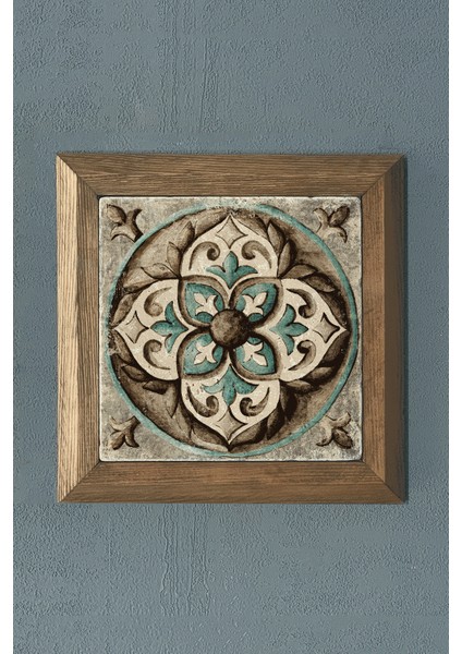 Masif Çerçeveli Desen (Tile) Doğaltaş Tablo Pano Oscar Stone Decor 28X28 cm