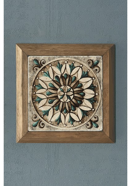 Masif Çerçeveli Desen (Tile) Doğaltaş Tablo Pano Oscar Stone Decor 28X28 cm