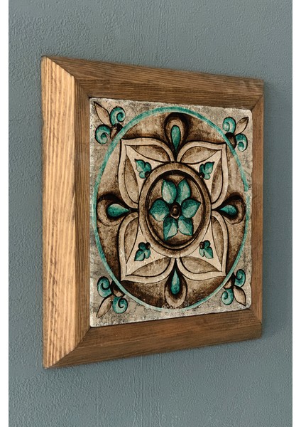 Masif Çerçeveli Desen (Tile) Doğaltaş Tablo Pano Oscar Stone Decor 28X28 cm