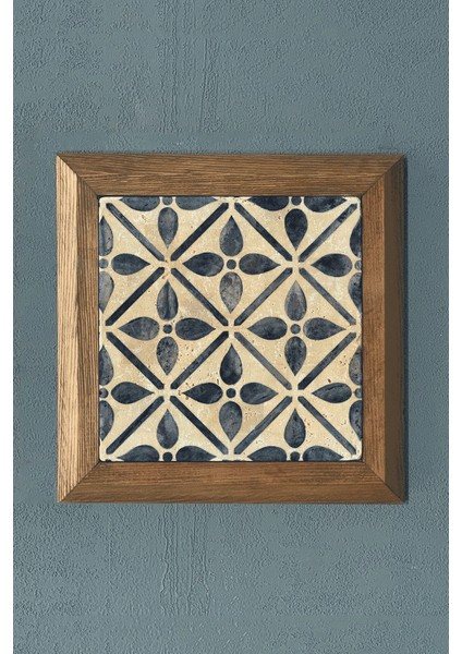 Çiçekli-Masif Çerçeveli Taş Tablo-Wall Decor- Oscar Stone Decor 28X28 cm
