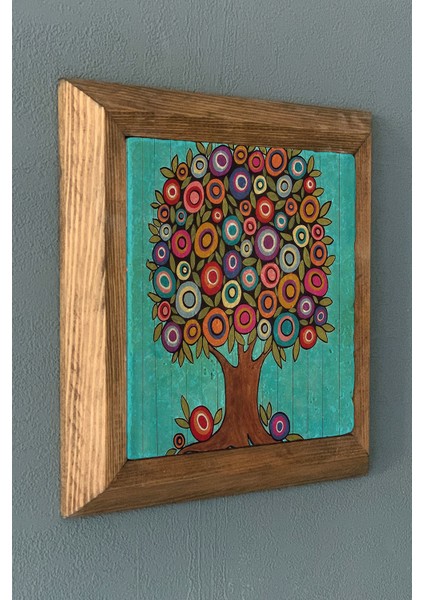 Yaşam Ağacı-Masif Çerçeveli Taş Tablo-Wall Decor- Oscar Stone Decor 28X28 cm fiyatları