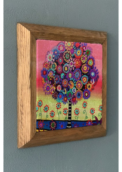 Yaşam Ağacı-Masif Çerçeveli Taş Tablo-Wall Decor- Oscar Stone Decor 28X28 C fiyatları
