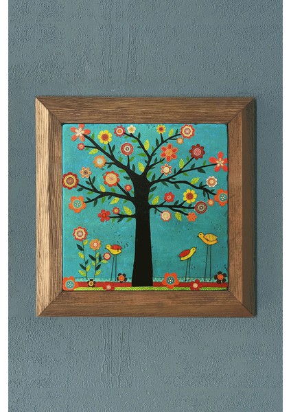 Yaşam Ağacı-Masif Çerçeveli Taş Tablo-Wall Decor- Oscar Stone Decor 28X28 C