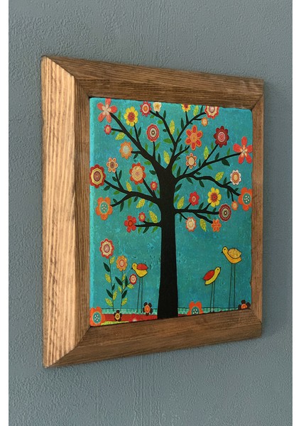 Yaşam Ağacı-Masif Çerçeveli Taş Tablo-Wall Decor- Oscar Stone Decor 28X28 C fiyatları