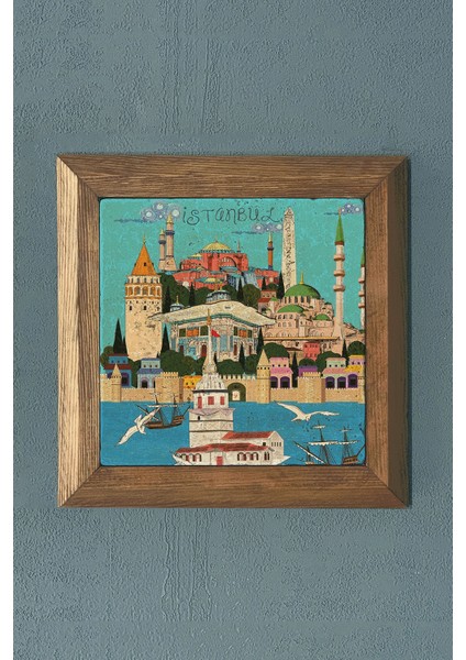 Masif Çerçeveli Taş Tablo-Wall Decor- Oscar Stone Decor 28X28 C