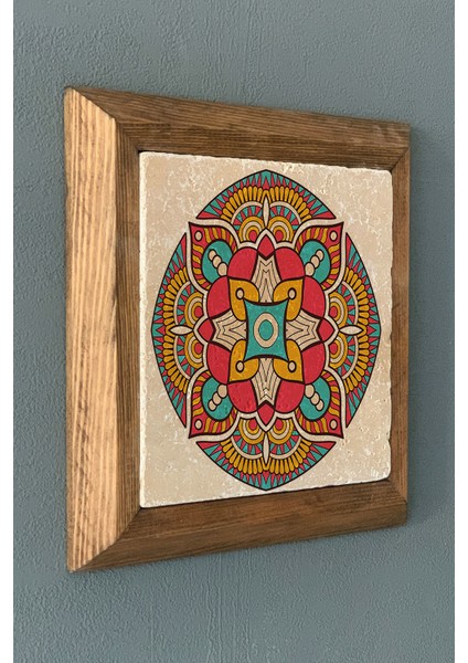 Mandala Masif Çerçeveli Taş Tablo-Wall Decor- Oscar Stone Decor 28X28 cm fiyatları