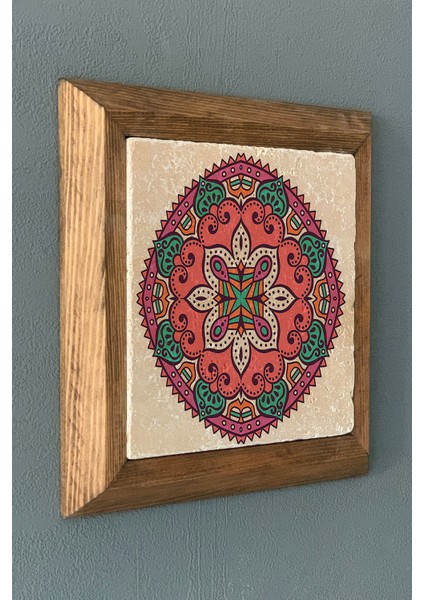 Mandala-Masif Çerçeveli Taş Tablo-Wall Decor- Oscar Stone Decor 28X28 cm fiyatları