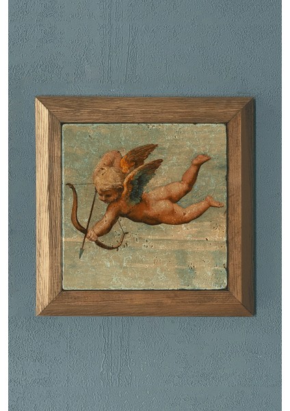 Aşk Meleği-Masif Çerçeveli Taş Tablo-Wall Decor- Oscar Stone Decor 28X28 cm