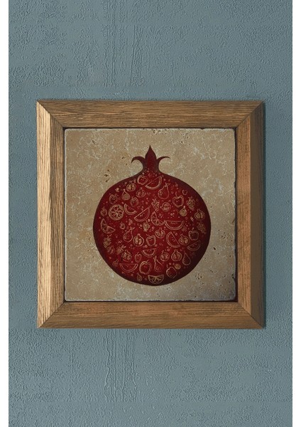 Bereket Nar -Masif Çerçeveli Taş Tablo-Wall Decor- Oscar Stone Decor 28X28 cm