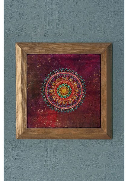 Çini Desen-Masif Çerçeveli Taş Tablo-Wall Decor- Oscar Stone Decor 28X28 cm