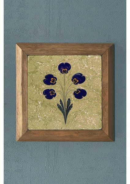 Ebruli Desen-Masif Çerçeveli Taş Tablo-Wall Decor- Oscar Stone Decor 28X28 cm