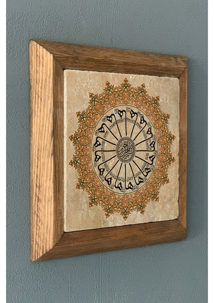 Hat Sanatı-Masif Çerçeveli Taş Tablo-Wall Decor- Oscar Stone Decor 28X28 cm