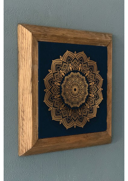 Yaşam Çiçeği-Ahşap Çerçeveli Taş Tablo-Wall Decor- Oscar Stone Decor 28X28 cm