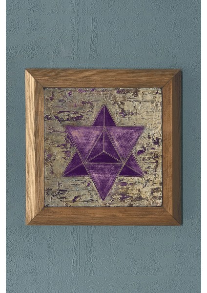 Shree Yantra Mandala -Masif Çerçeveli Taş Tablo-Duvar Dekoru- Oscar Stone Decor 28X28 cm