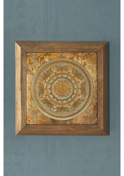 Masif Çerçeveli Taş Tablo-Duvar Dekoru- Oscar Stone Decor 28X28 cm