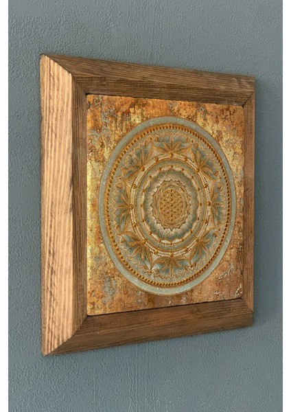 Masif Çerçeveli Taş Tablo-Duvar Dekoru- Oscar Stone Decor 28X28 cm