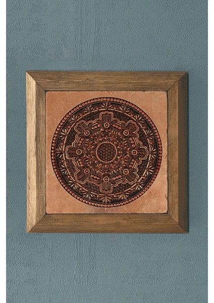 Masif Çerçeveli Taş Tablo-Duvar Dekoru- Oscar Stone Decor 28X28 cm