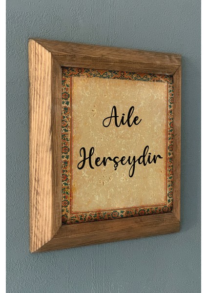 Masif Çerçeveli Taş Tablo-Aile Herşeydir-Duvar Dekoru- Oscar Stone Decor 28X28 cm fiyatları