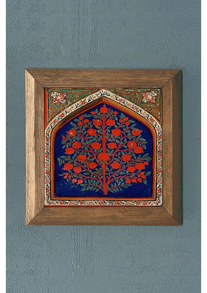 Masif Çerçeveli Nar Ağacı Bereket Taş Tablo Oscar Stone Decor 28X28 cm