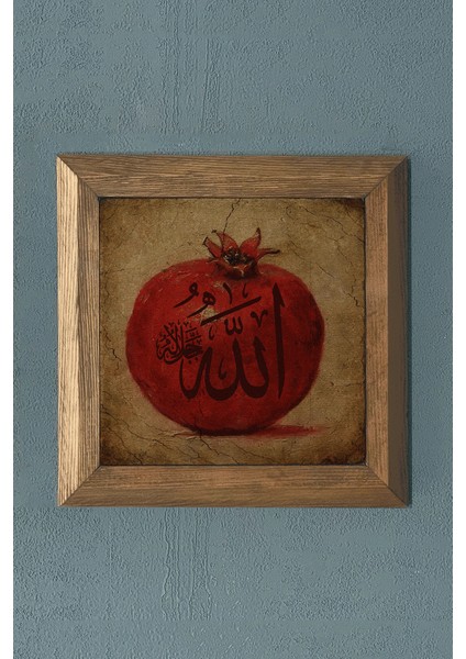 Masif Çerçeveli Nar (Bereket) Doğaltaş Tablo Oscar Stone Decor 28X28 cm