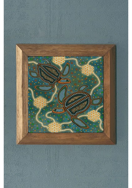 Masif Çerçeveli Deniz Temalı Taş Tablo- Duvar Dekoru- Oscar Stone Decor 28X28 Cm-Wall Decor