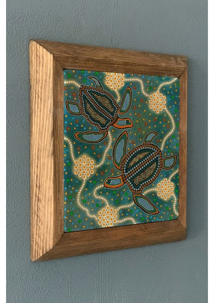 Masif Çerçeveli Deniz Temalı Taş Tablo- Duvar Dekoru- Oscar Stone Decor 28X28 Cm-Wall Decor fiyatları