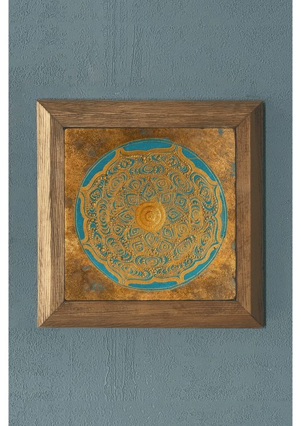 Masif Çerçeveli Yaşam Çiçeği Taş Tablo- Duvar Dekoru- Oscar Stone Decor 28X28 Cm-Wall Decor