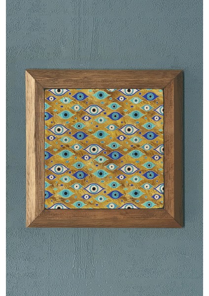 Masif Çerçeveli Nazar Taş Tablo- Duvar Dekoru- Oscar Stone Decor 28X28 Cm-Wall Decor