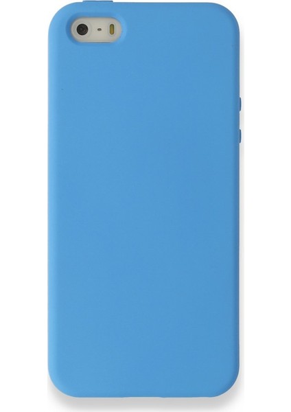 Apple iPhone 5 Kılıf Silikon Içi Kadife Nano - Mavi