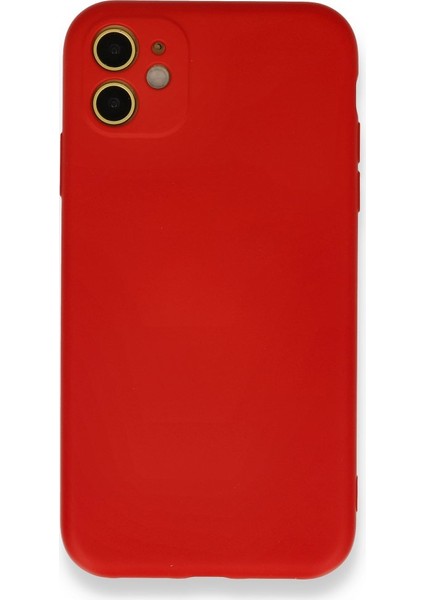 Apple iPhone 11 Kamera Korumalı Kılıf Silikon Içi Kadife Nano - Kırmızı
