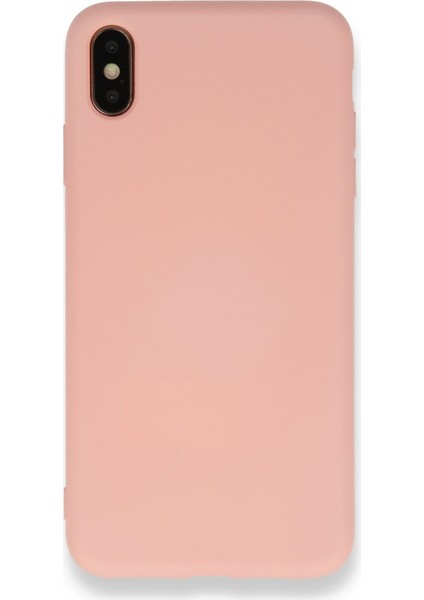 Apple iPhone x Kılıf Silikon Içi Kadife Nano - Pudra