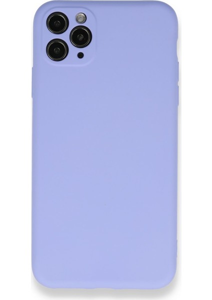 Apple iPhone 11 Pro Max Kamera Korumalı Kılıf Silikon Içi Kadife Nano - Lila