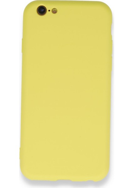 Apple iPhone 6 Kamera Korumalı Kılıf Silikon Içi Kadife Nano - Mat Sarı