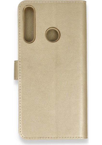 Huawei P40 Lite E Kılıf Kapaklı Cüzdan Standlı - Gold
