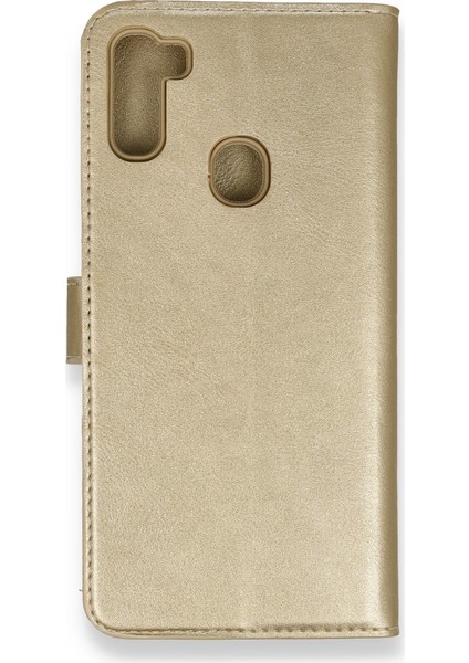 Samsung Galaxy M11 Kılıf Kapaklı Cüzdan Standlı - Gold