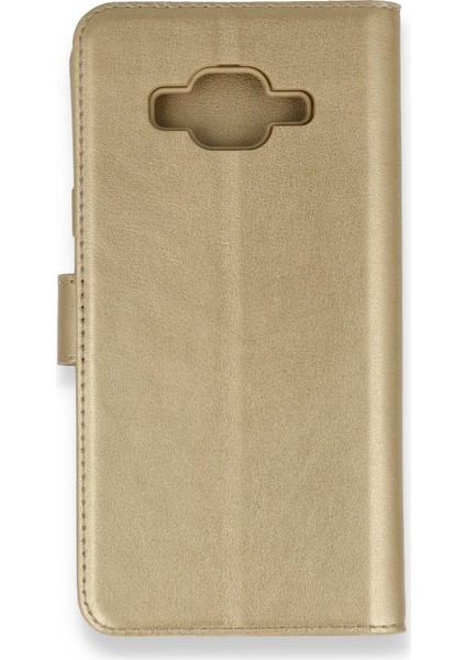 Samsung Galaxy J7 Kılıf Kapaklı Cüzdan Standlı - Gold