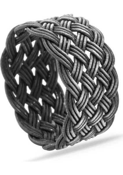 Gri Renkli 1000 Ayar Gümüş Trabzon El Örmesi Kazaz Yüzük modelleri