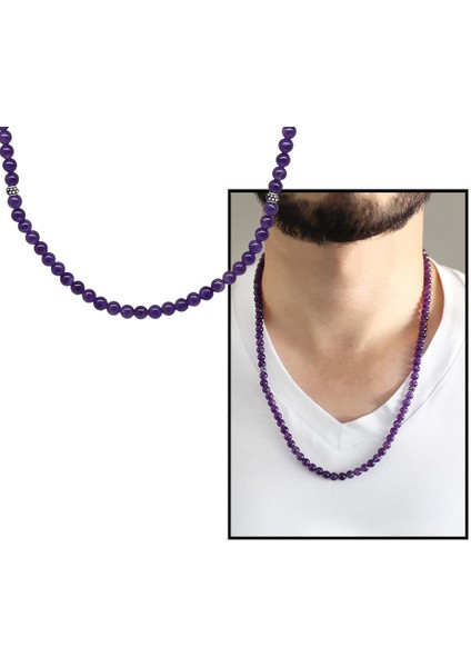 Hem Bileklik - Hem Kolye - Hem Tesbih 99LU Mor Ametist Doğaltaş Aksesuar fırsatları