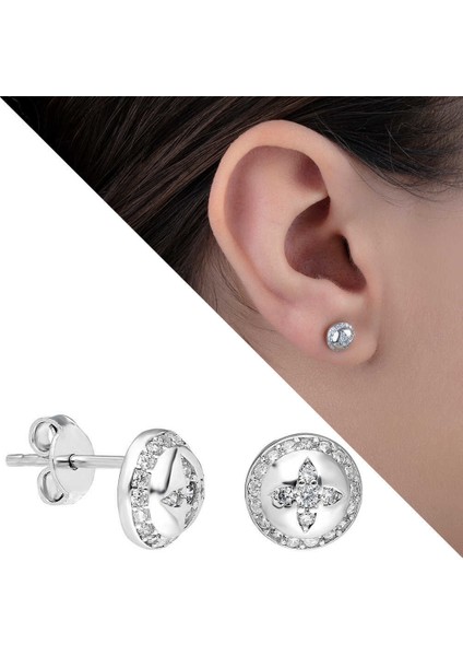 Zirkon Taşlı Kubbe Tasarım 925 Ayar Gümüş Küpe