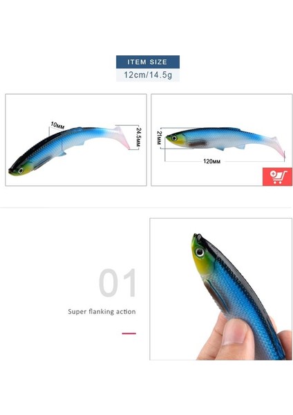 Profısher Mavi Alabalık Kürek Kuyruk Silikon Yapay Yem 12 cm 14.5g