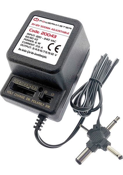 PM-20043 3 Volt - 12 Volt 500 Ma Ayarlı Adaptör 4 Uçlu