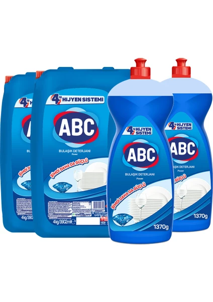 Abc Bulaşık Sıvısı Power 2X4KG+2X1370G Paketi