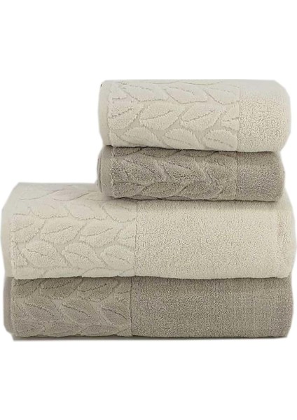 Hazal 4lü Banyo Havlu Takımı Krem/kahve