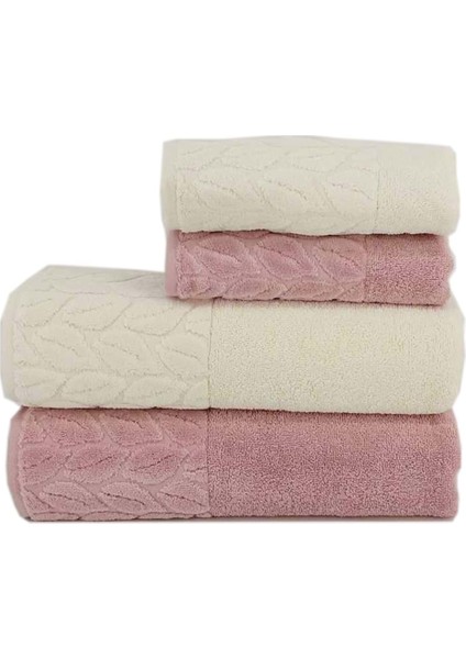 Hazal 4lü Banyo Havlu Takımı Krem/lila