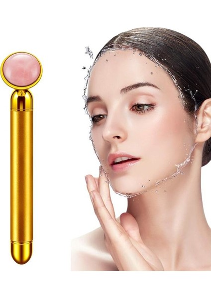 Titreşimli Güzellik Masaj Kalemi Doğal Pink Jade (Yeşim) Taş, Gold Çubuk fiyatları