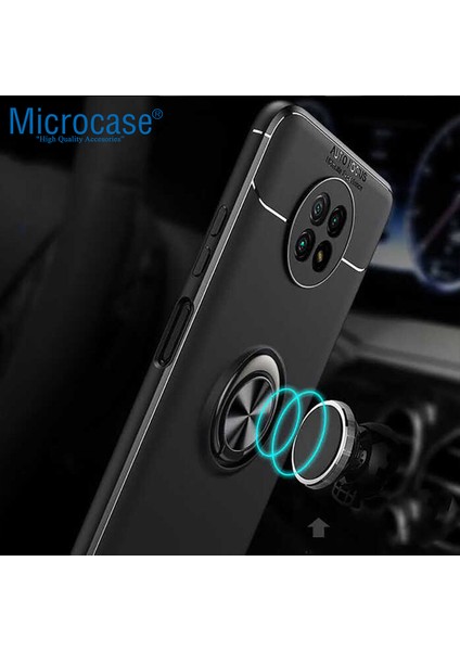 Xiaomi Redmi Note 9t Focus Serisi Yüzük Standlı Silikon Kılıf - Siyah modelleri